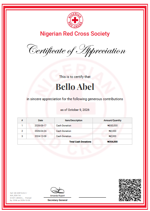 Example of a Certificate of Appreciation
